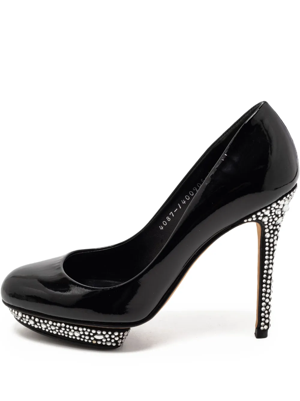 Gina pre-owned 110mm rhinestone-embellished  pumps | Black | Image 1