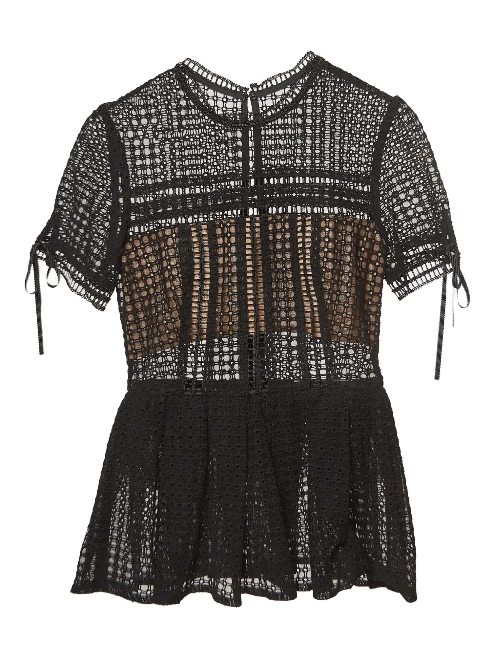 Self-Portrait Pre-Owned crochet-overlay peplum top | Black | Image 1