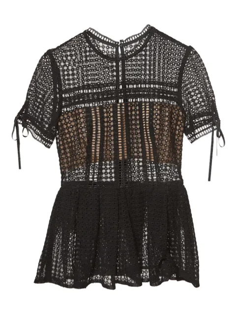 Self-Portrait Pre-Owned crochet-overlay peplum top
