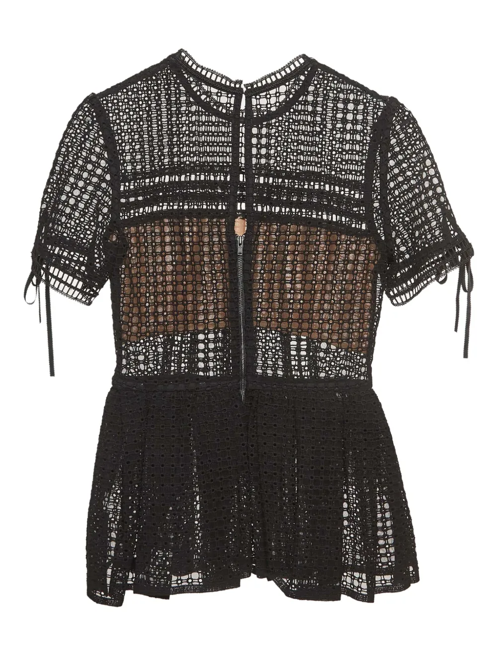 Self-Portrait Pre-Owned crochet-overlay peplum top | Image 2