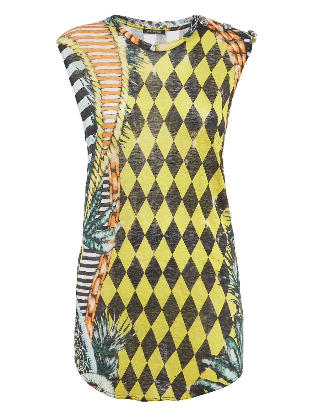 Balmain Pre-Owned printed linen top | White | Image 1