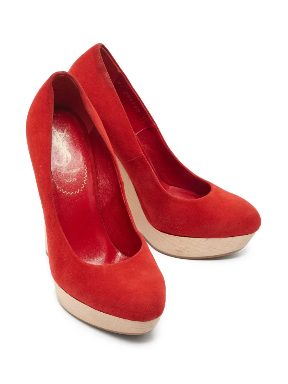 Saint Laurent Pre-Owned 150 mm pumps met plateauzool - Rood