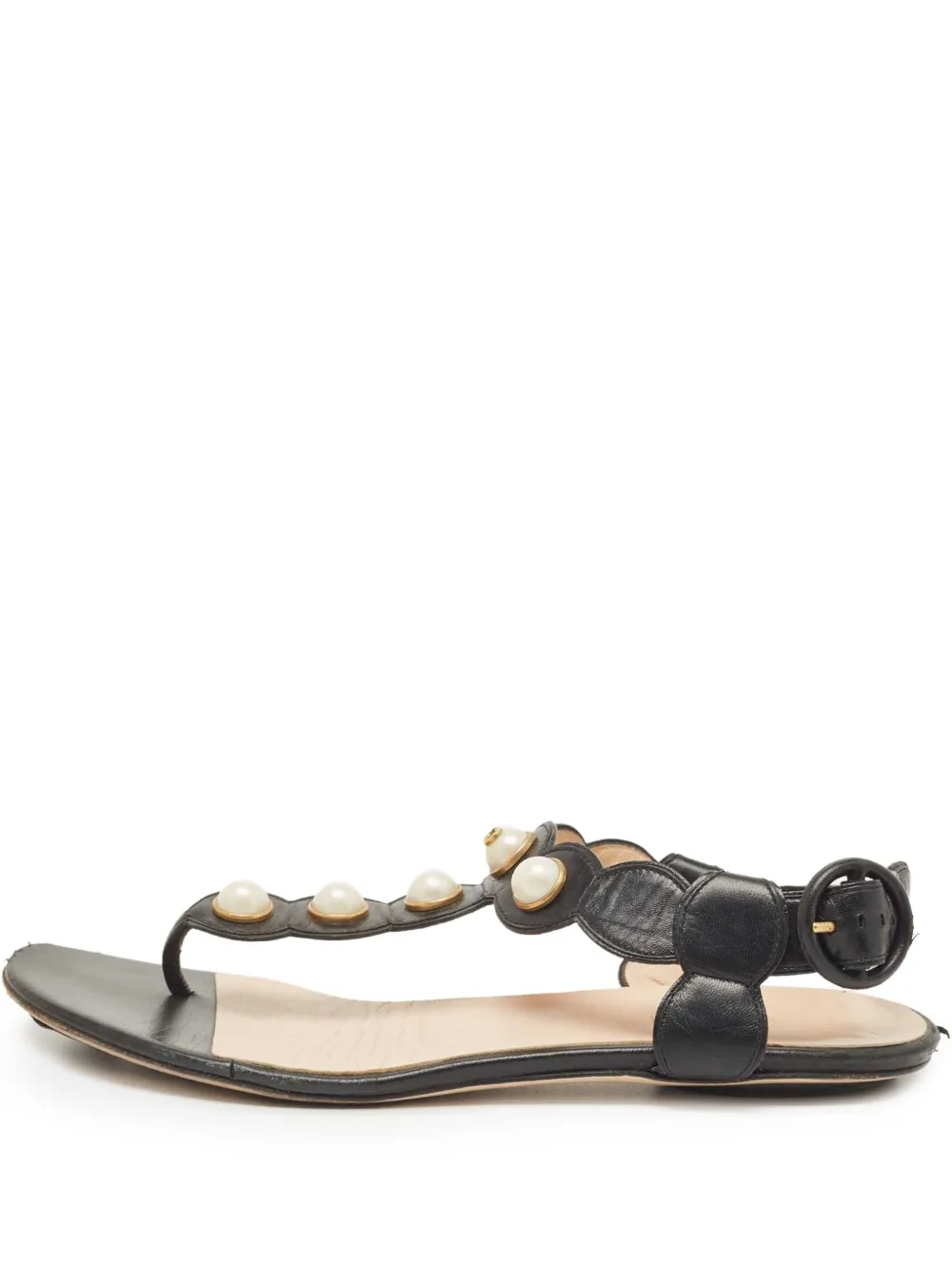 Pre-owned Gucci Pearl-embellished Leather Sandals