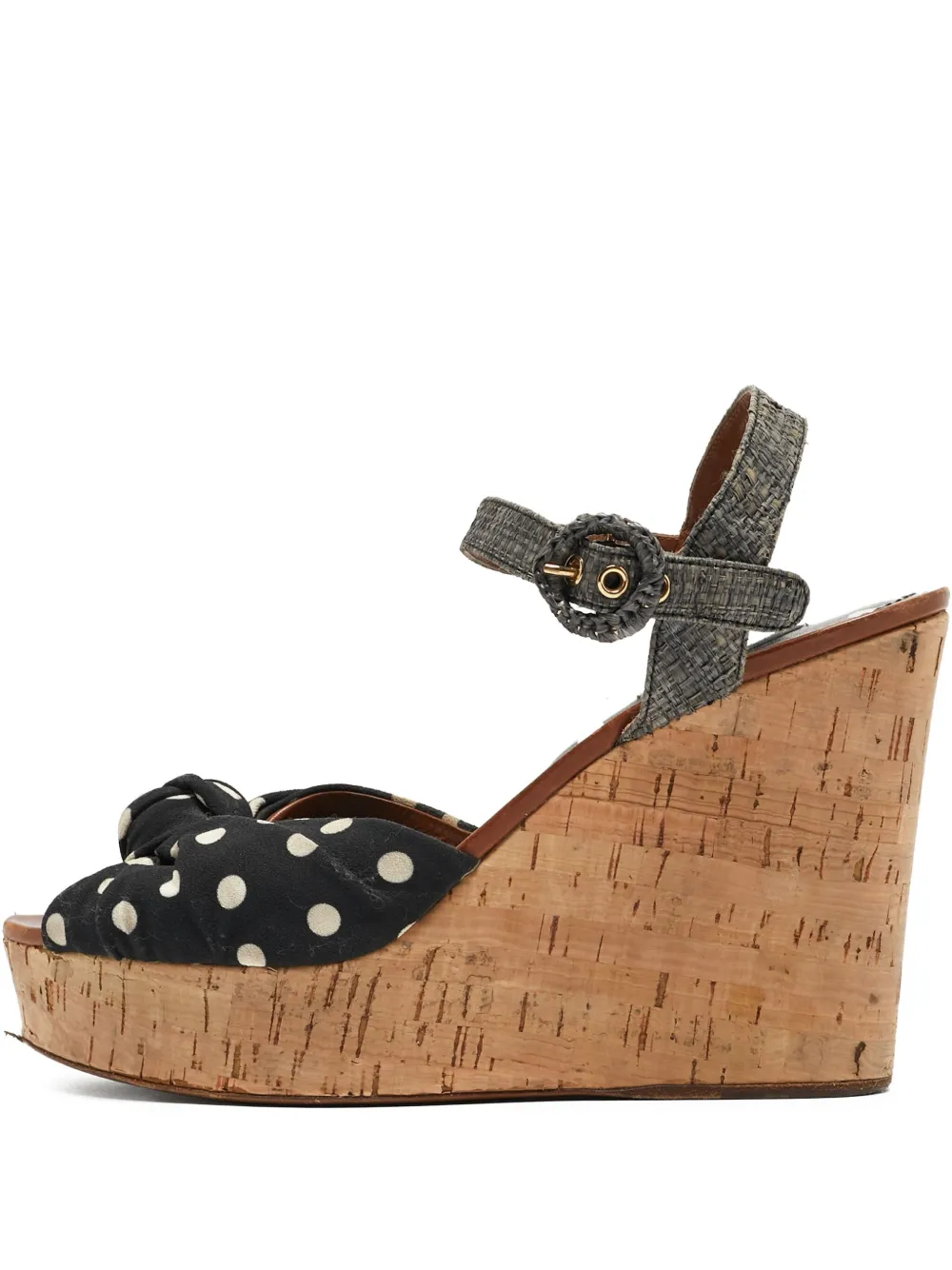 Dolce & Gabbana Pre-Owned 110mm polka-dot wedge sandals | Black | Image 1