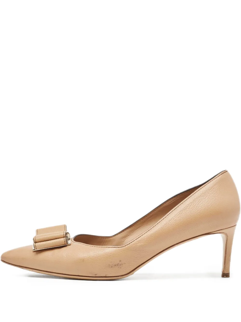 Ferragamo Pre-Owned 50mm plaque-detailed pumps | Neutrals | Image 1