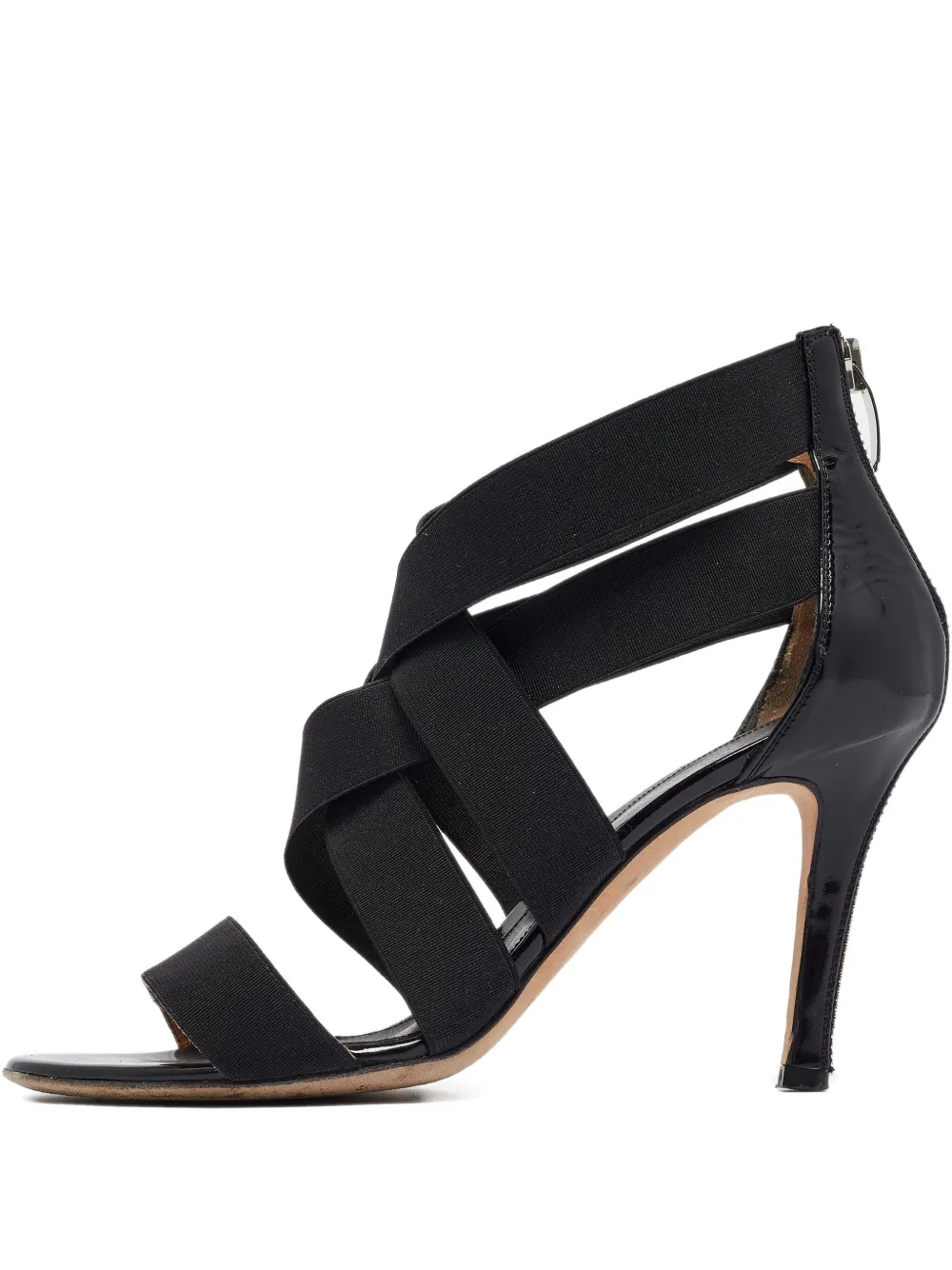 elastic-strap heeled sandals