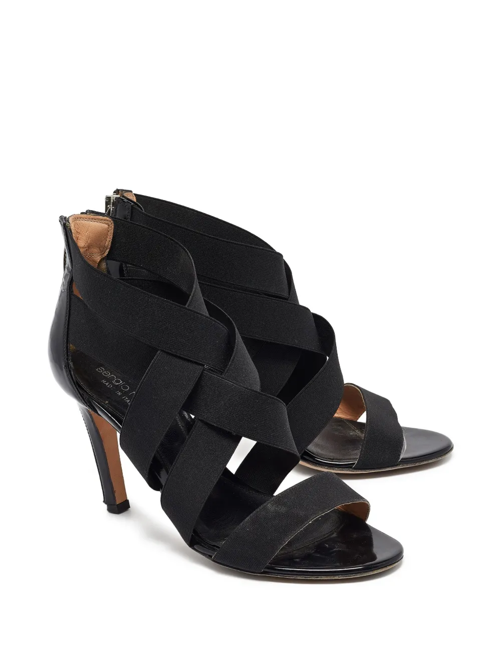 Sergio Rossi Vintage Sandalen met elastische band en hak - Zwart