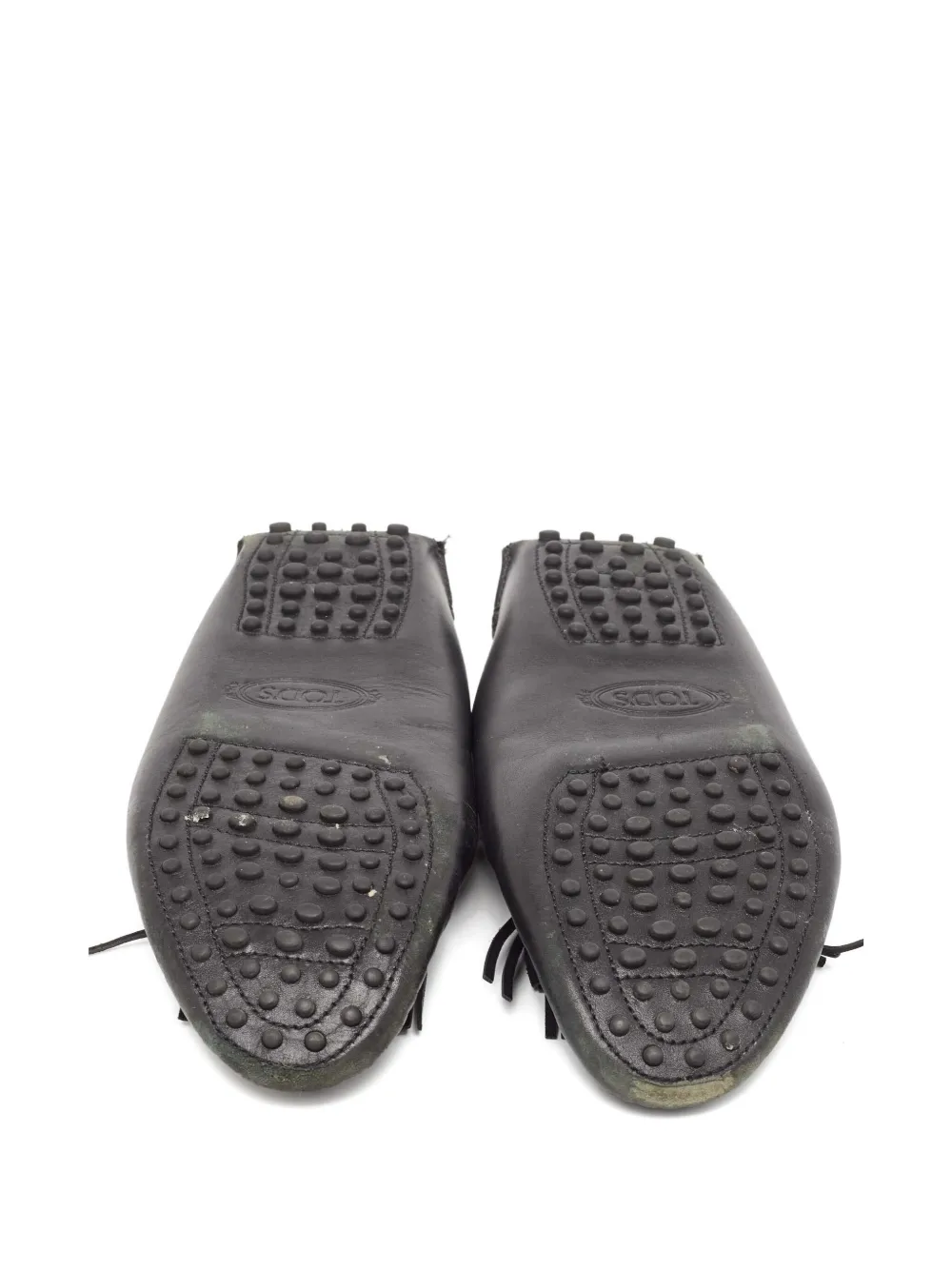 Pre-owned Tod's Vintage Fringed Leather Mules In Black