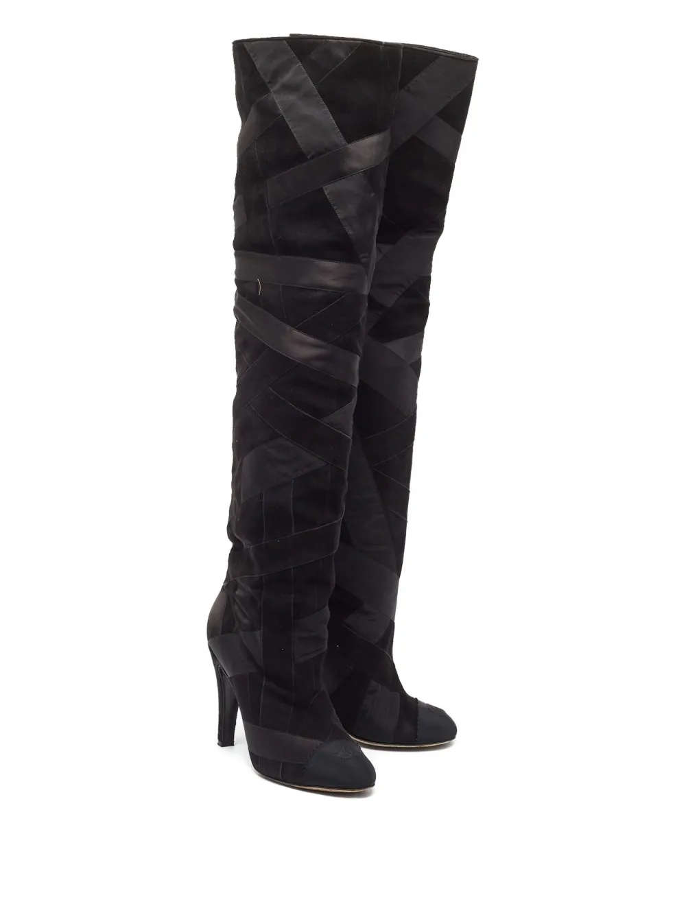 CHANEL Pre-Owned 110mm suede patchwork-detail boots | Image 2