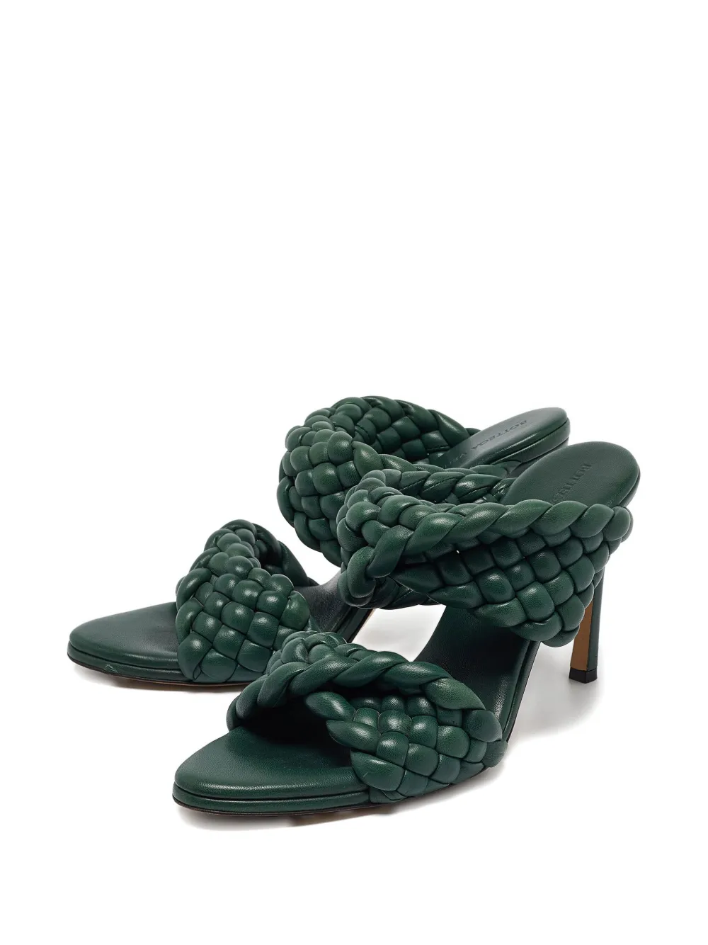 Bottega Veneta Pre-Owned 100 mm Curve gevlochten leren sandalen - Groen