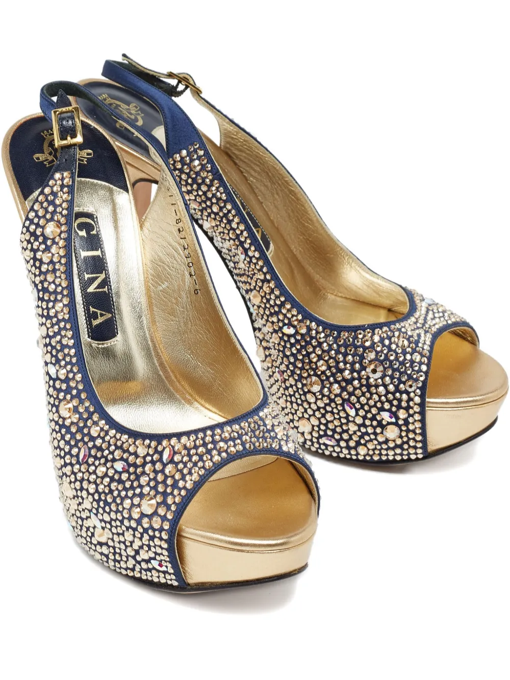 pre-owned crystal embellishment slingback shoes