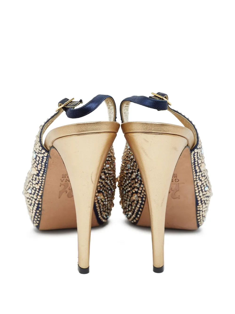Gina Pre-owned slingback schoenen verfraaid met kristallen - Blauw