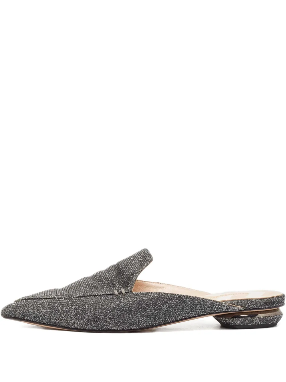 pre-owned glitter pointed-toe mules