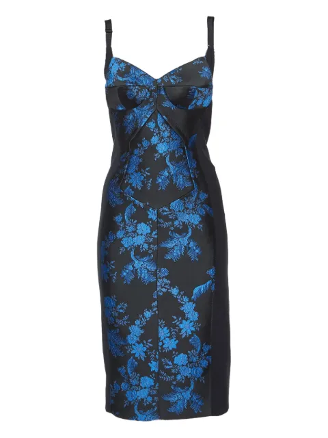 Stella McCartney Pre-Owned floral-jacquard paneled bustier midi dress