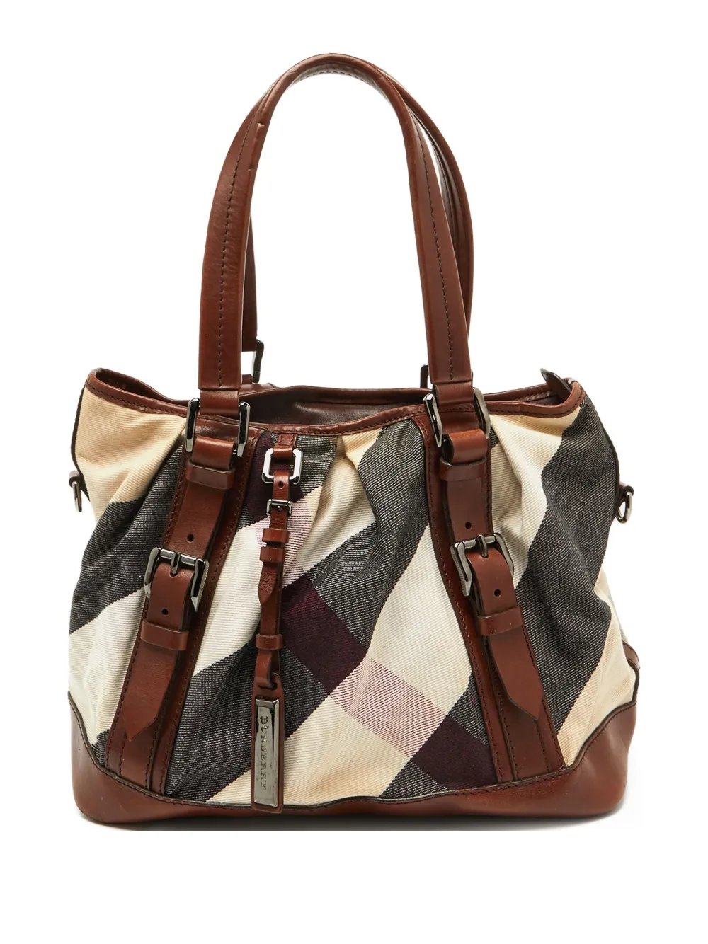 Burberry Pre-Owned Checked canvas tote bag | Brown | Image 1