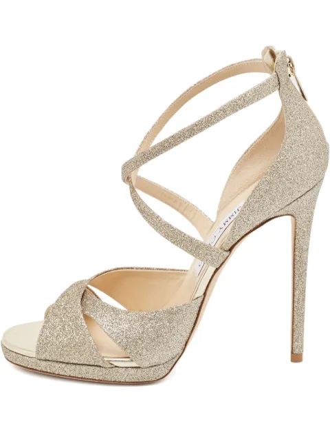 Jimmy Choo Pre-Owned 130mm glitter cross-strap sandals