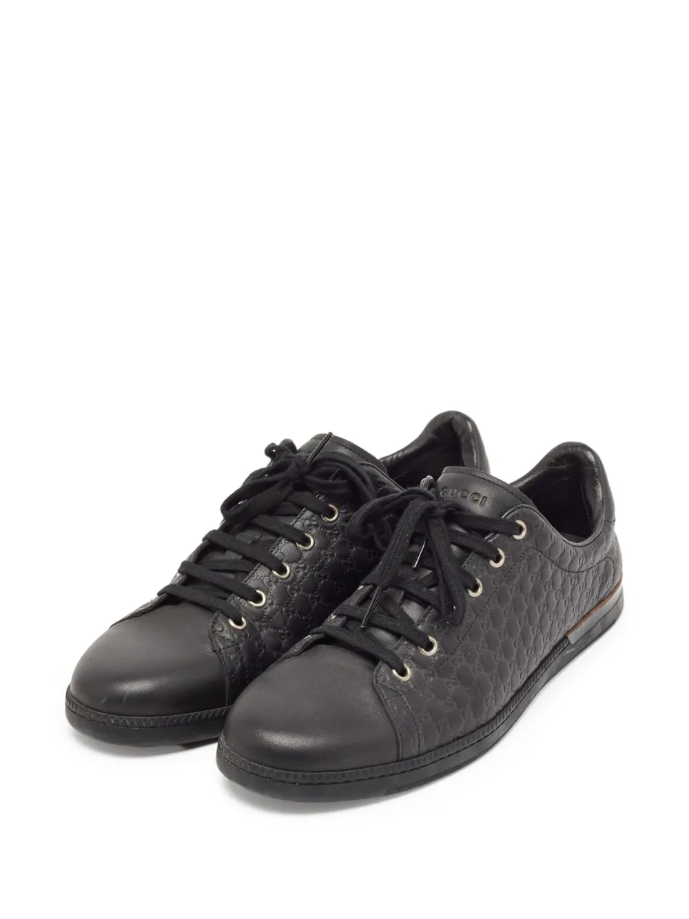 Gucci Pre-Owned Leren sneakers met patroon - Zwart