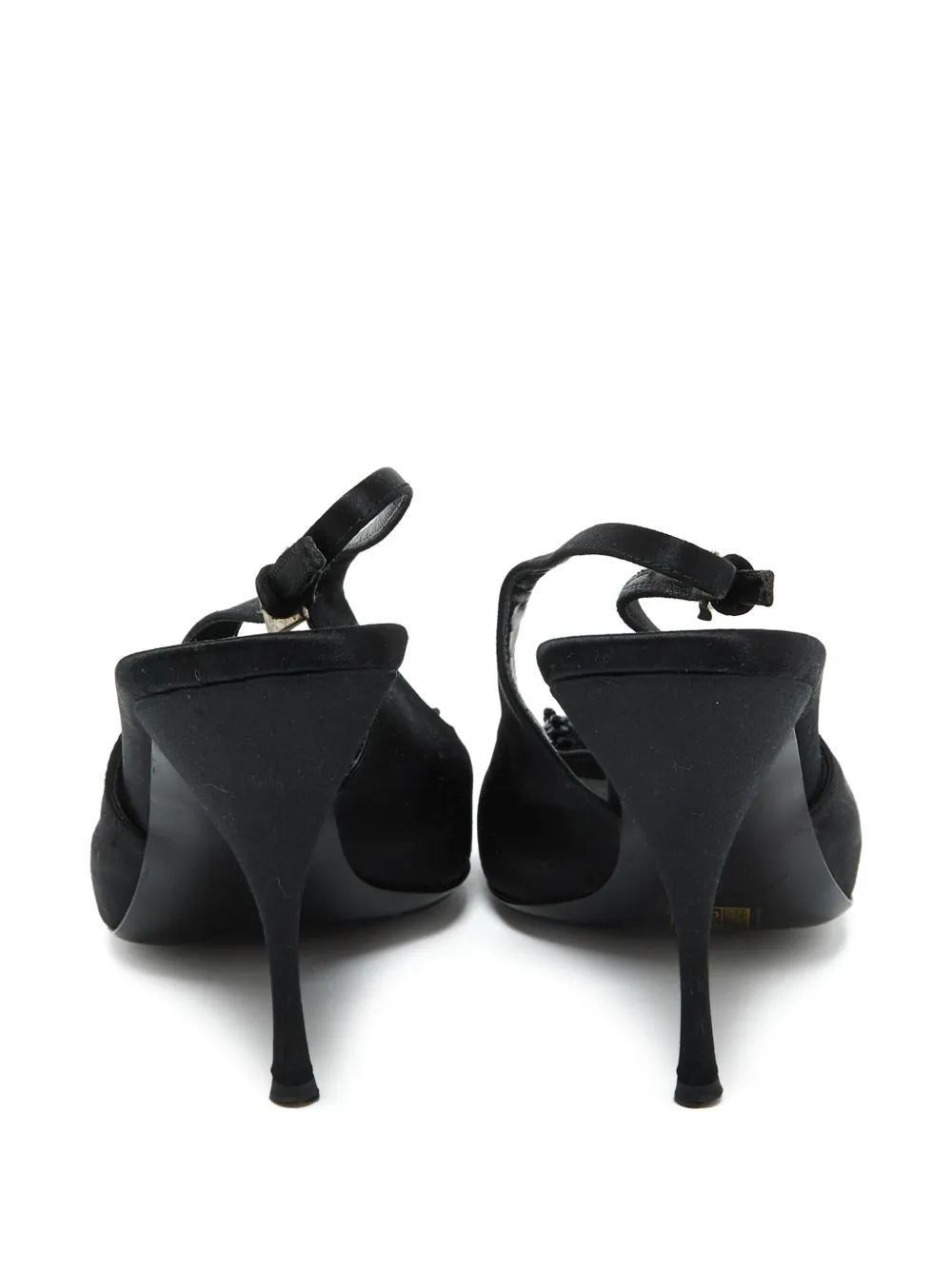 Prada Pre-Owned 110 mm satijnen sandalen Zwart