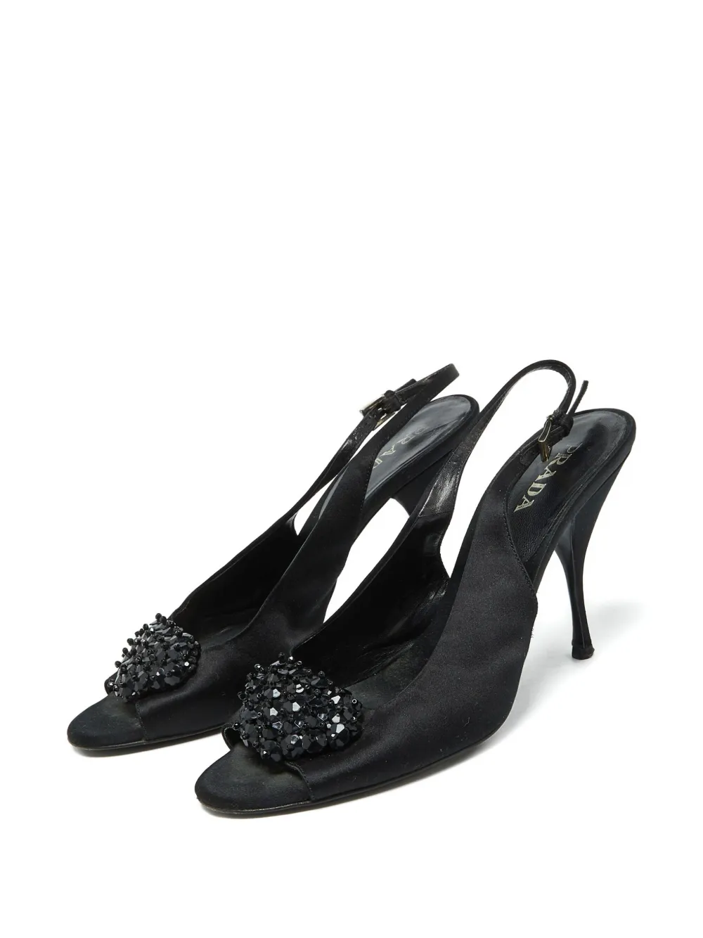Prada Pre-Owned 110 mm satijnen sandalen Zwart