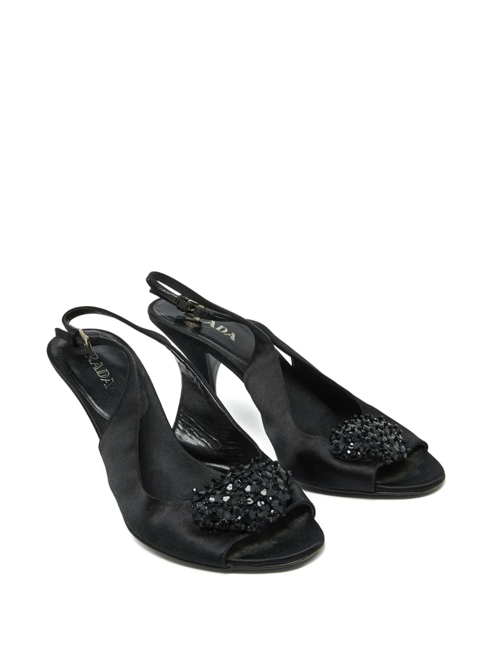 Prada Pre-Owned 110 mm satijnen sandalen Zwart