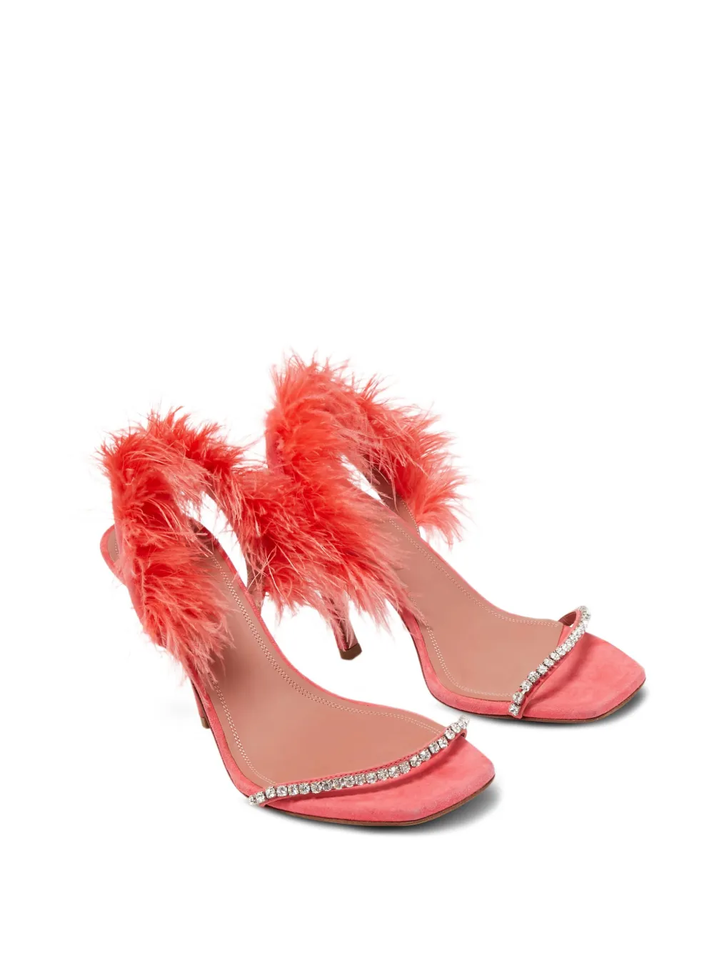 Amina Muaddi pre-owned 110mm Adwoa feather-embellished satin sandals | Image 2