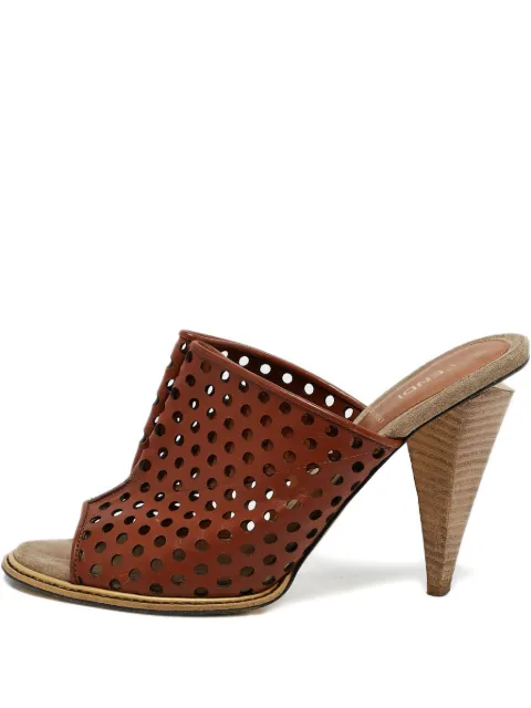 Fendi Pre-Owned 2023 100mm perforated mules