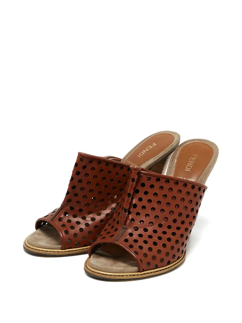 Fendi Pre-Owned 2023 100 mm geperforeerde muiltjes - Bruin