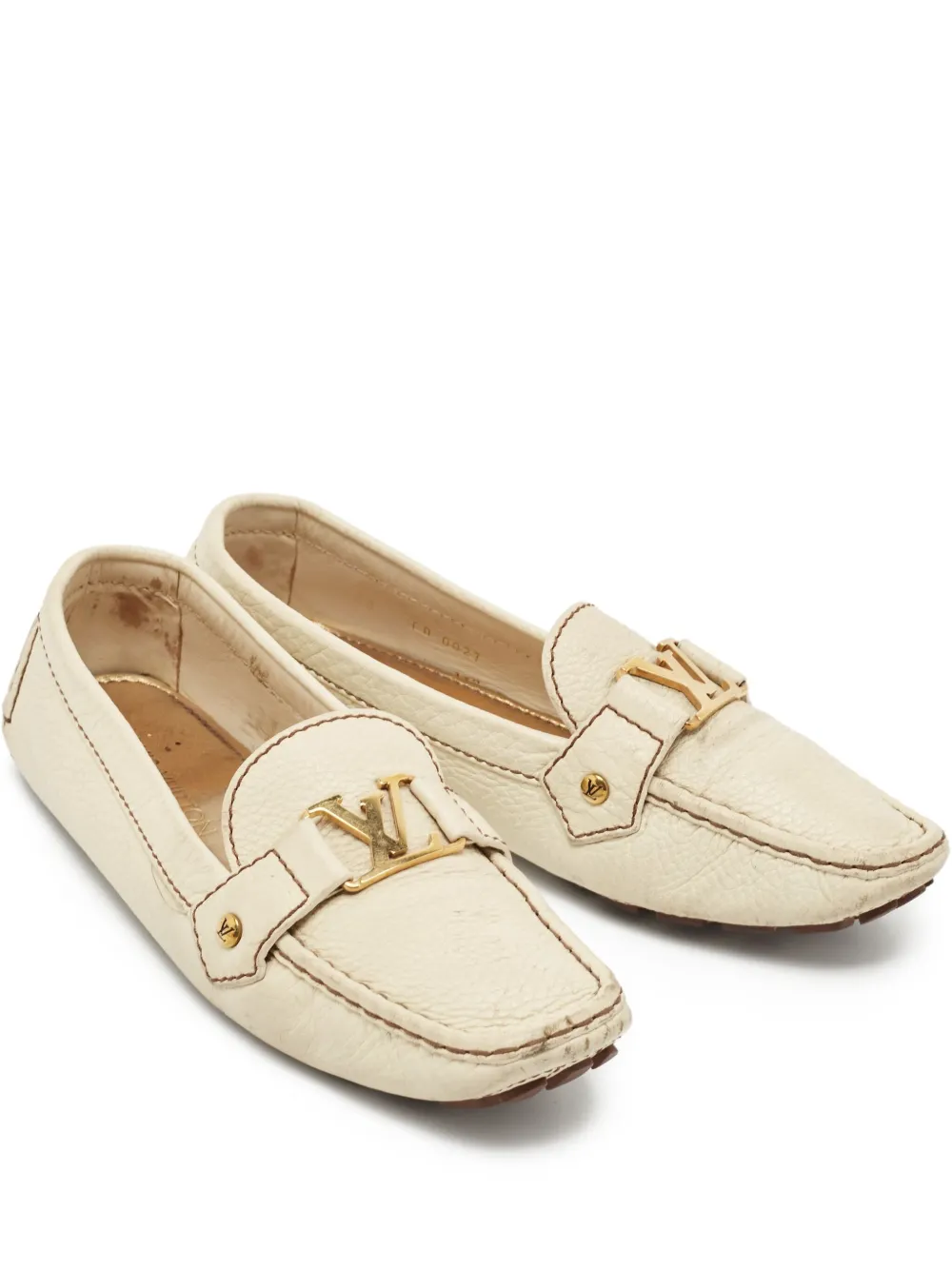 Louis Vuitton Pre-Owned leather LV logo loafers - ニュートラル Louis Vuitton Pre-Owned leather LV logo loafers - ニュートラル