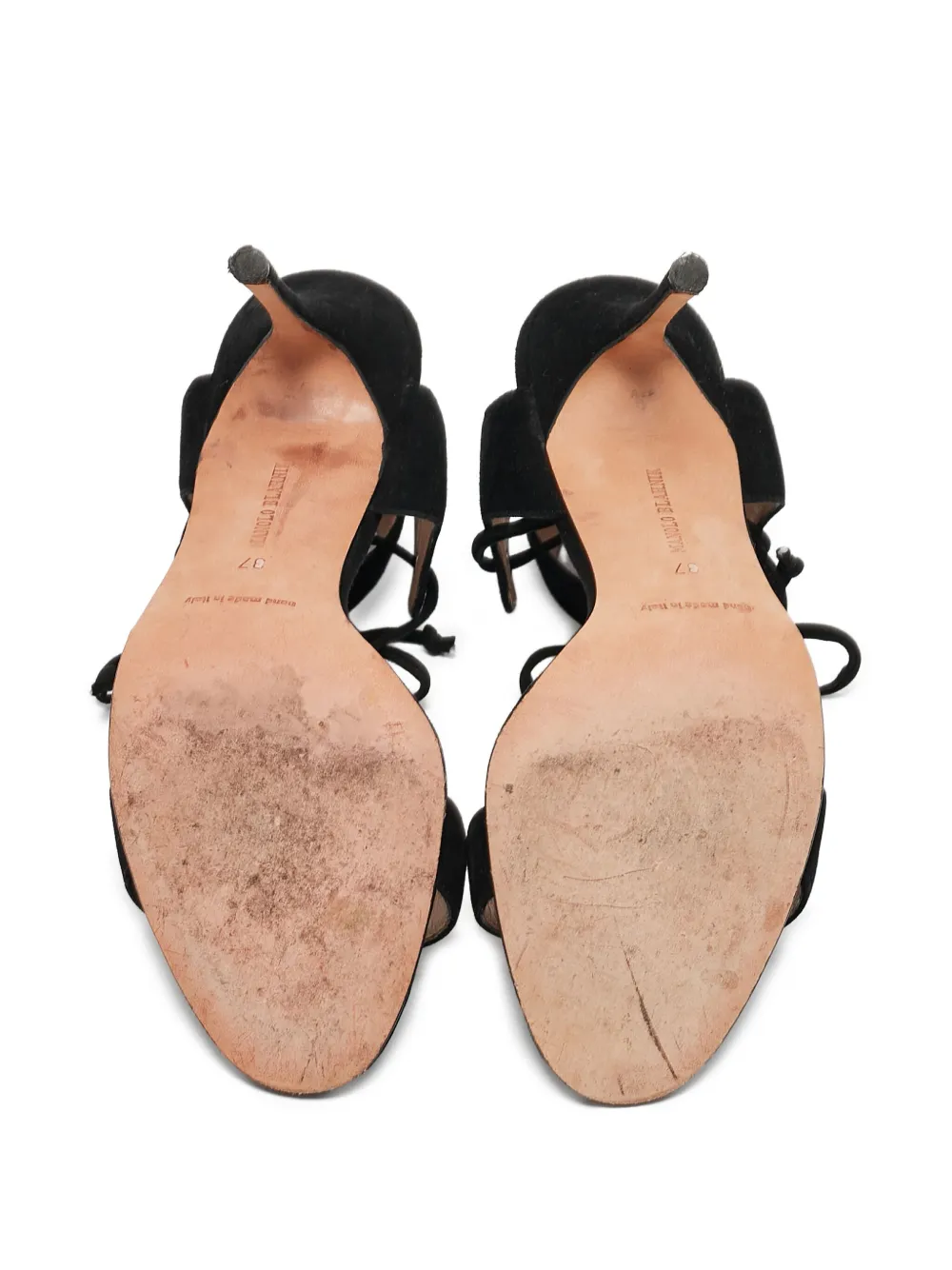 Manolo Blahnik ブラック羽根飾りサンダル 34 マノロブラニク MANOLO BLAHNIK MANOLO BLAHNIK サンダル
