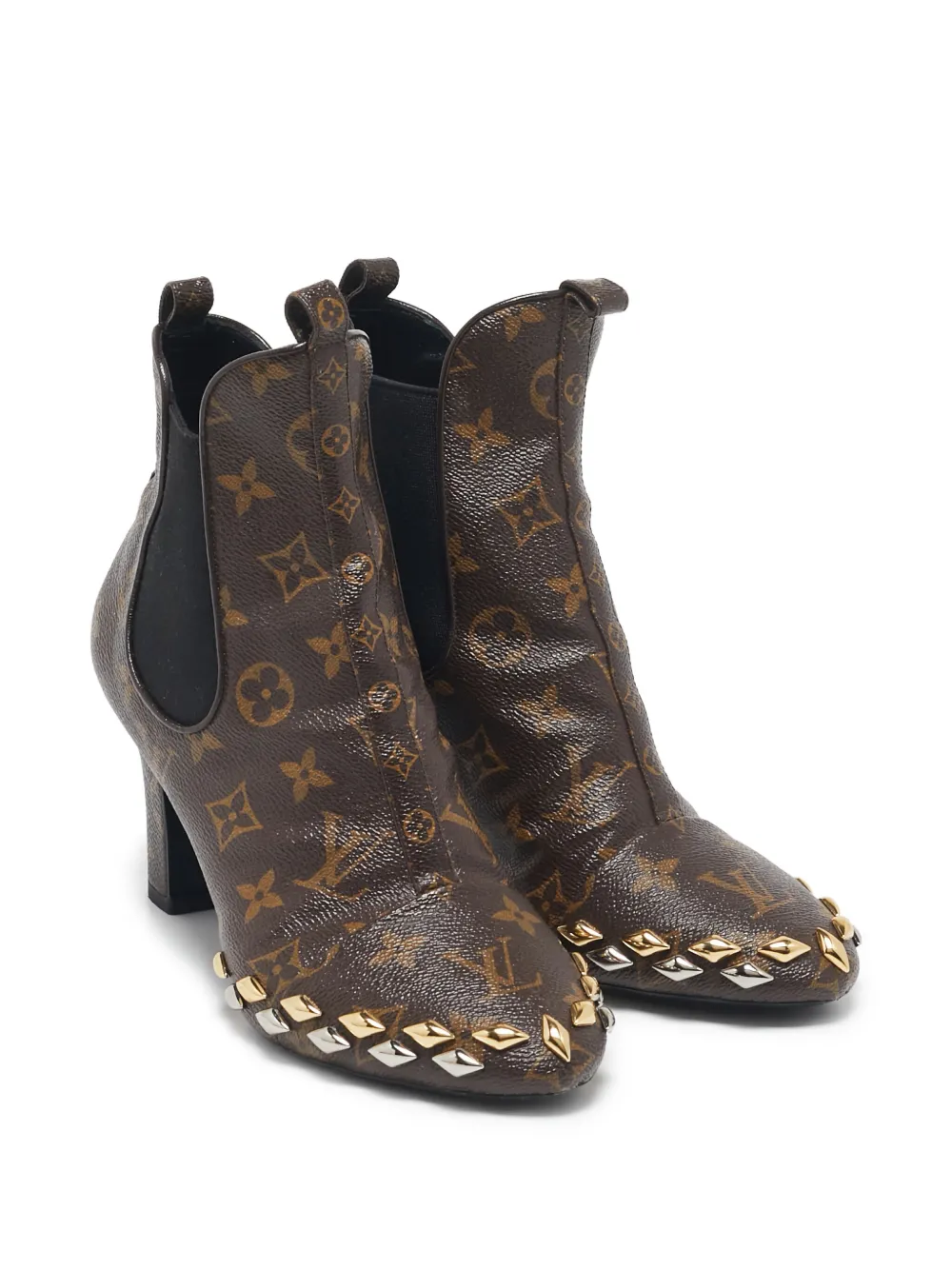 Louis Vuitton Pre-Owned Laarzen met monogram-canvas en studs - Bruin