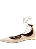 Aquazzura pre-owned pointed-toe lace-up flats - Neutrals