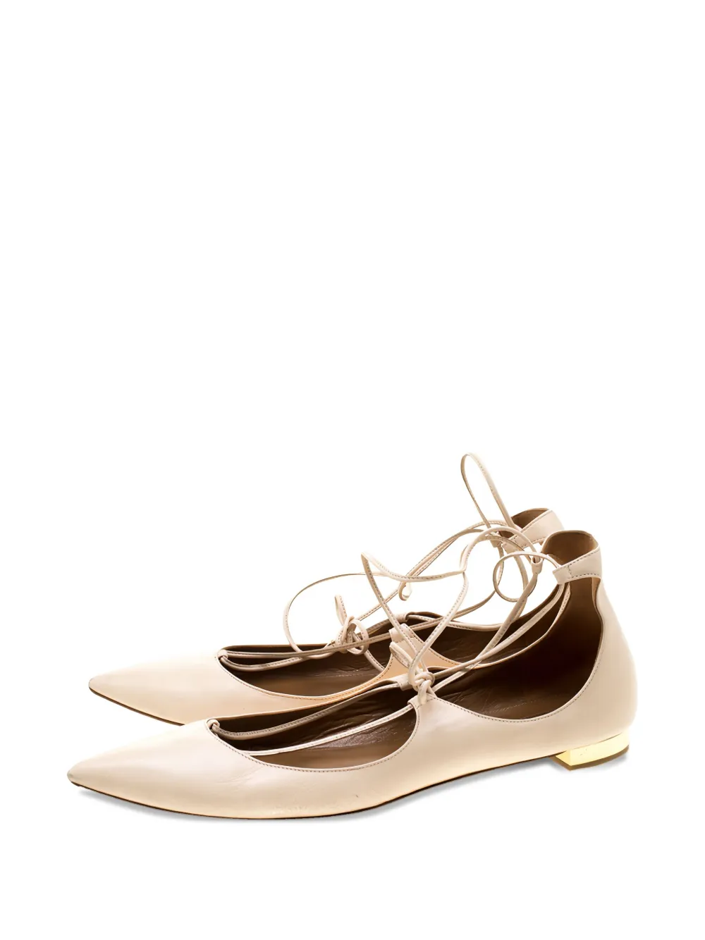 Aquazzura pre-owned pointed-toe lace-up flats | Image 2