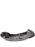 Tory Burch pre-owned beaded-bow ballet flats - Grey