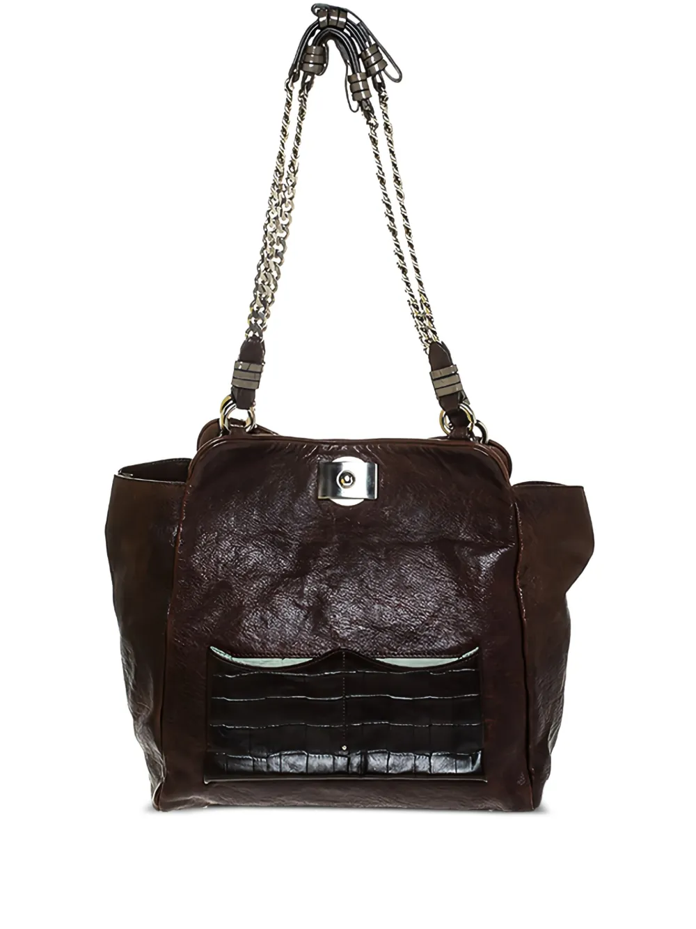 chain-strap leather tote bag