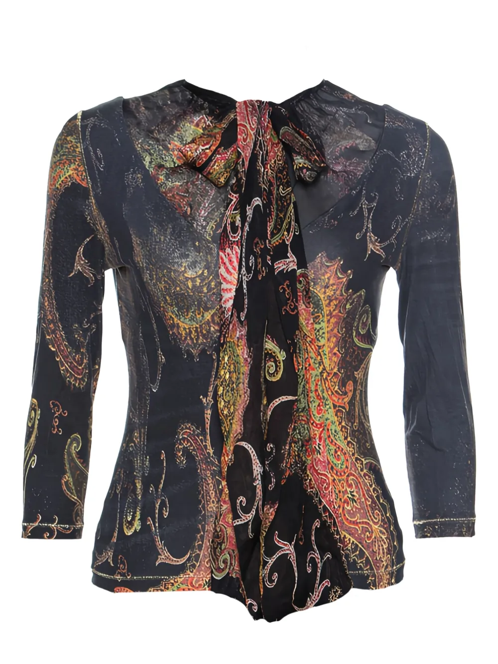 Roberto Cavalli paisley-print tied-neck top | Black | Image 1