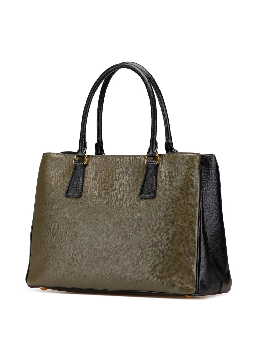Pre-owned Prada 2010-2024 Medium Saffiano Lux Bicolor Galleria Satchel In Green