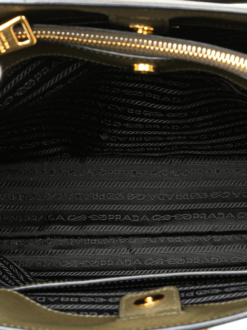 Pre-owned Prada 2010-2024 Medium Saffiano Lux Bicolor Galleria Satchel In Green