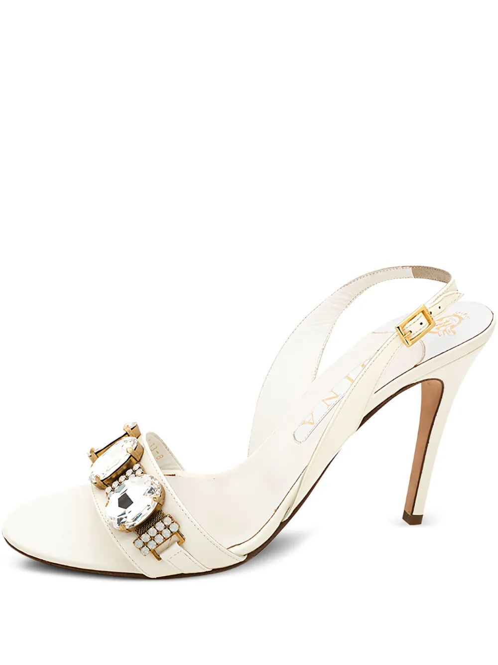 105mm patent leather slingback crystal-embellished sandals