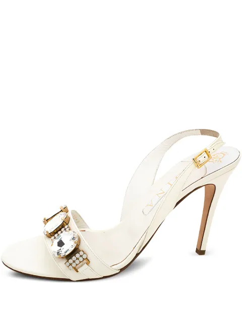 Gina 105mm patent leather slingback crystal-embellished sandals