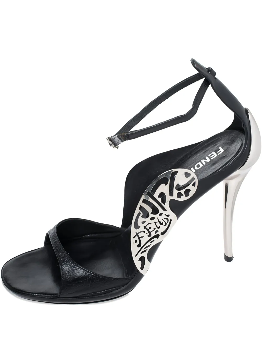 metal-applique leather sandals