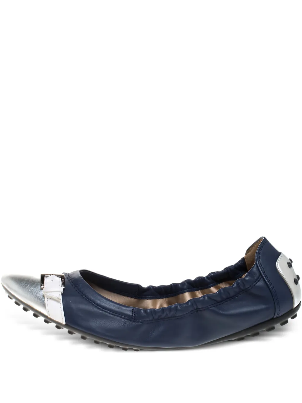 Tod's Vintage metallic effect-toe ballet flats | Blue | Image 1