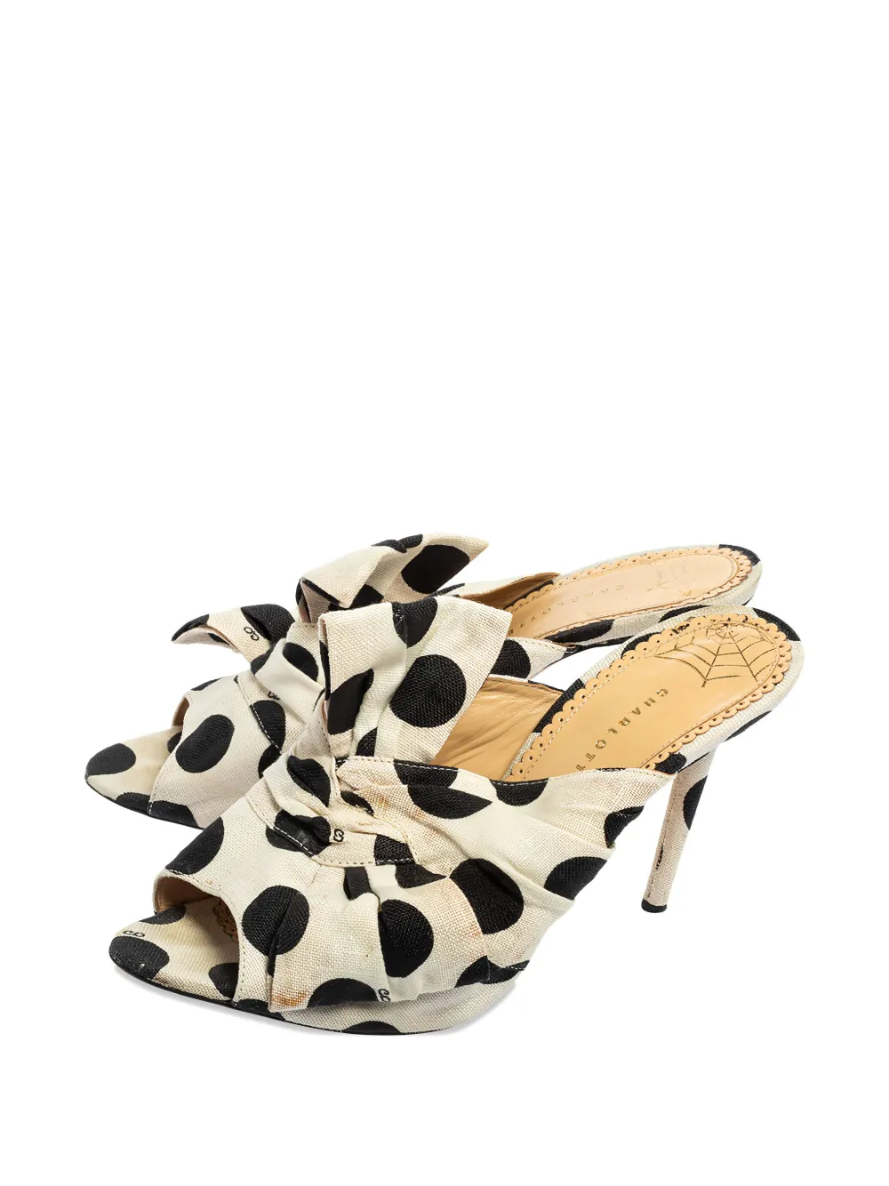 Pre-owned Charlotte Olympia  100mm Polka-dot Bow Sandals