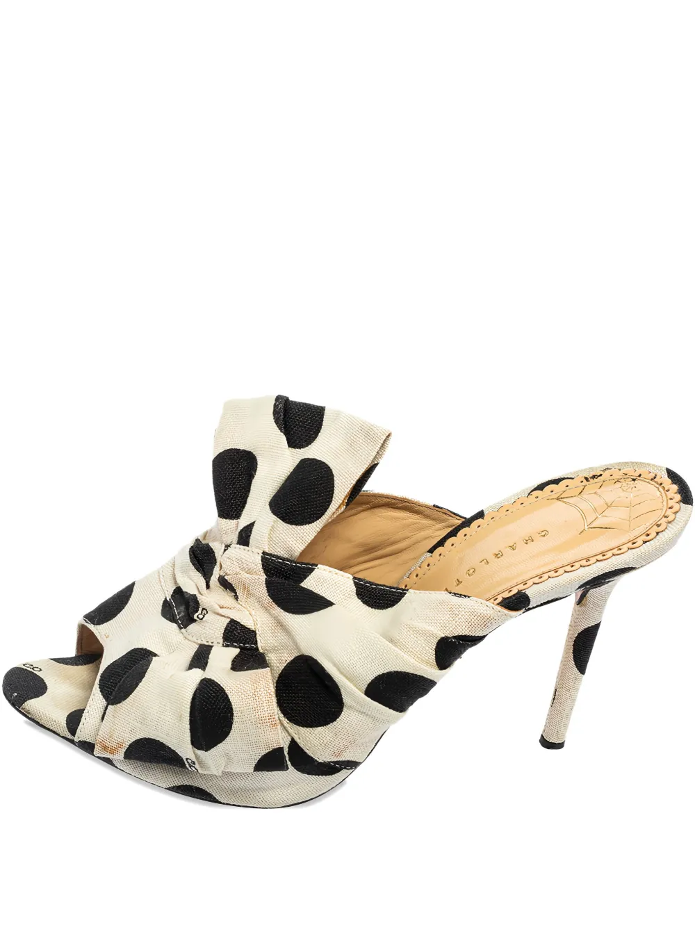 Charlotte Olympia Pre-owned 100mm polka-dot bow sandals | White | Image 1