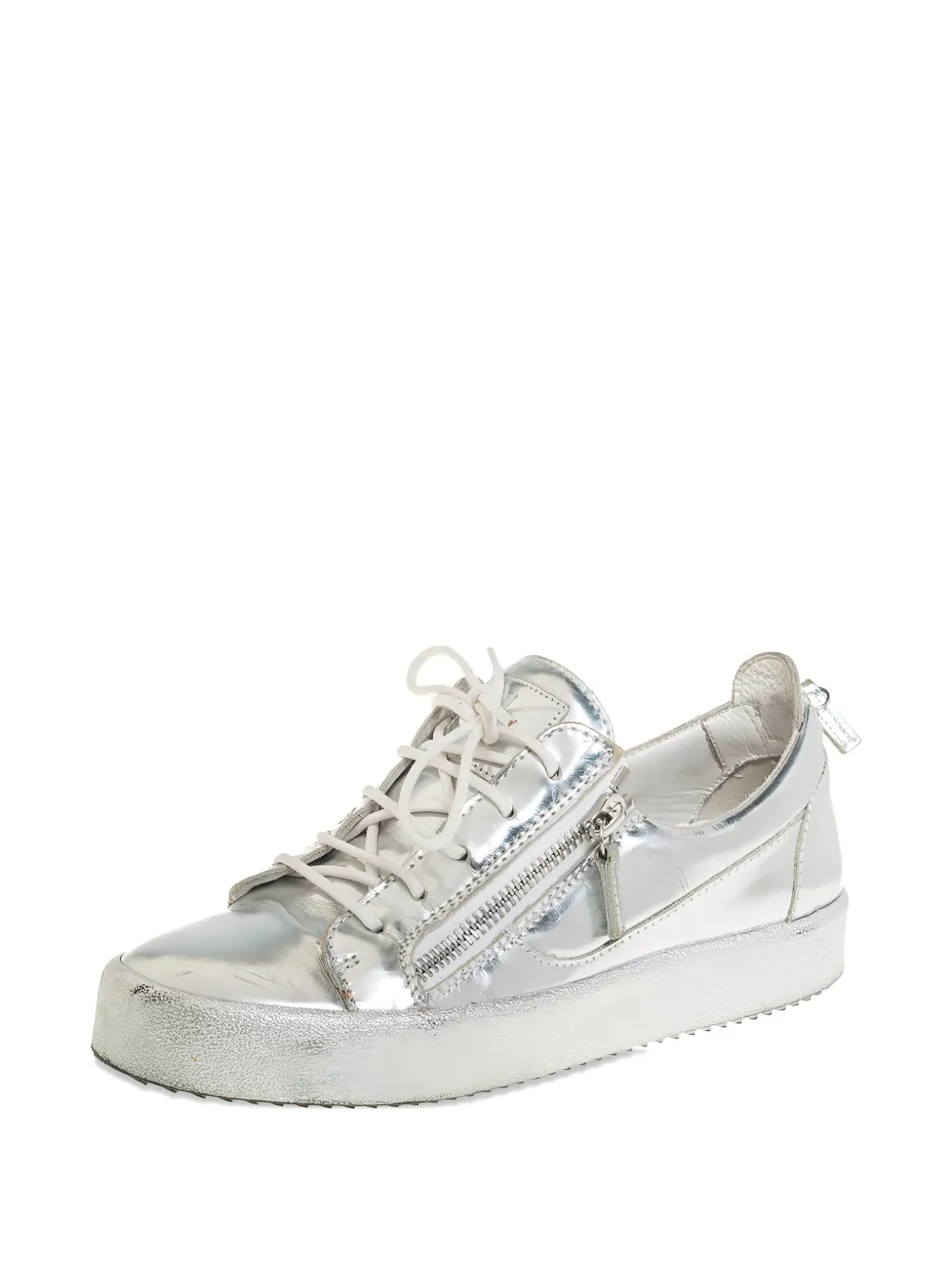 Giuseppe Zanotti Vintage Leren sneakers - Zilver