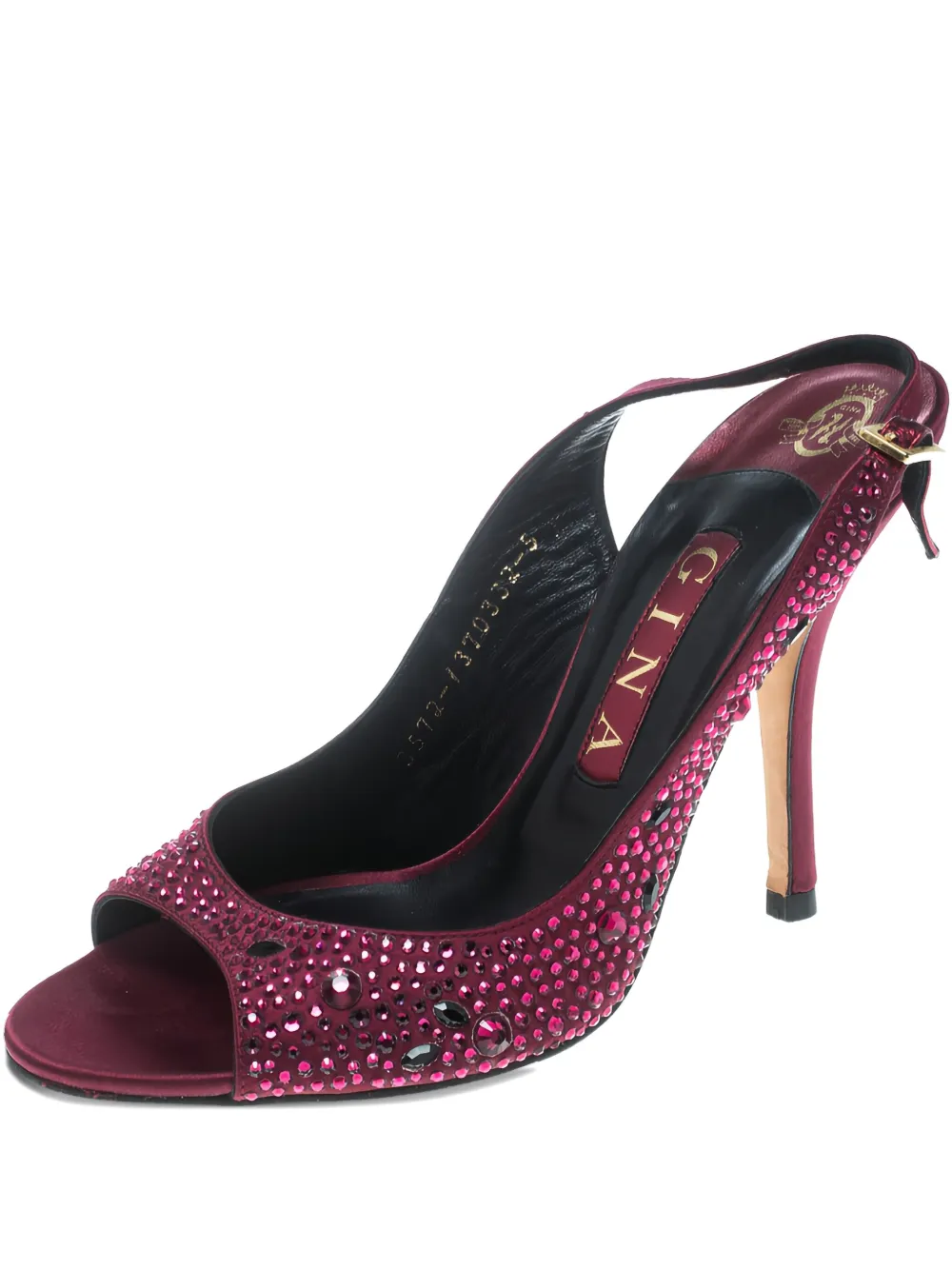 Gina Sandali slingback in raso con cristalli 110mm - Rosa