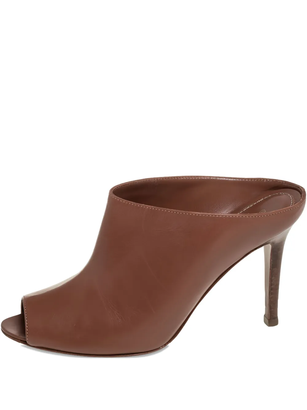 pre-owned leather peep-toe mules