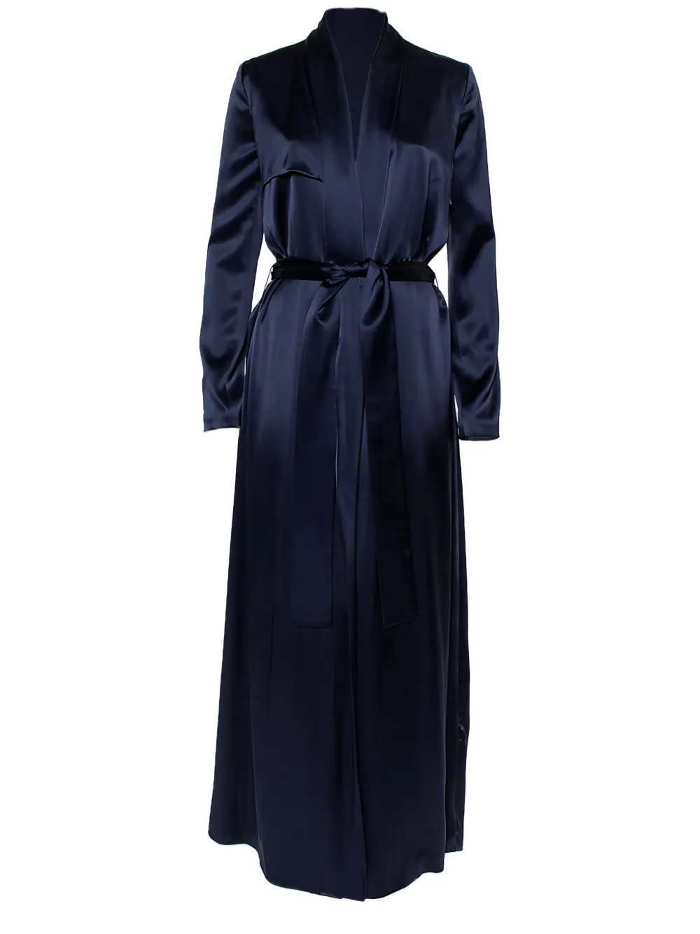 pre-owned satin belted coat