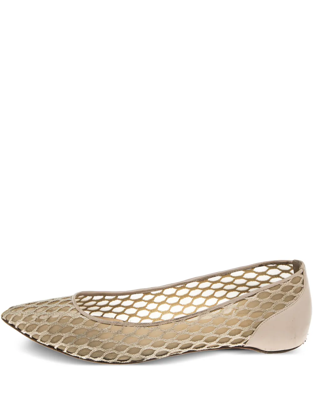 Christian Louboutin Pre-Owned netted pointed-toe ballet flats | Neutrals | Image 1