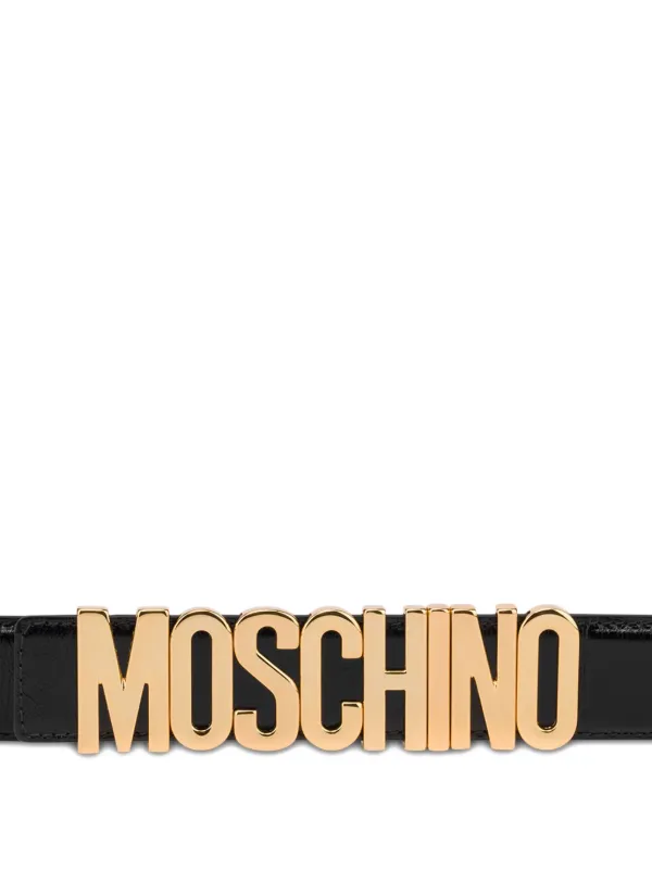 MOSCHINO ベルト レザー ロゴ ブラック Belt in leather with logo | Moschino