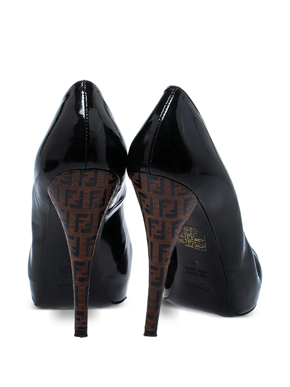 Fendi Pre-Owned 115 mm lakleren pumps met FF-logo - Zwart